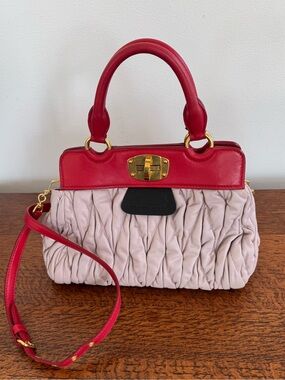 Miu Miu Bicolor Matelassé Nappa Leather Satchel/Crossbody with COA